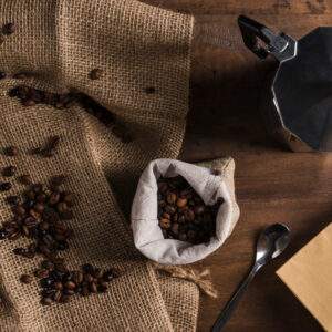 Coffee beans in eco friendly bag